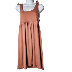 Wild‎ Fable Textured Tie Shoulder Babydoll Dress Coral M Boho Lagenlook Beach